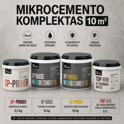 Mikrocemento komplektas spalva N40 4 Mikrocemento komplektas spalva N40 4